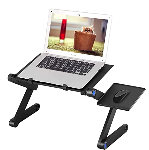 Uten Laptop-Ständer, verstellbar, zusammenklappbar, Schreibtischerhöhung mit Mauspad, ergonomischer Laptop-Ständer, Laptophalter für Schreibtisch, Bett, Sofa mit Ventilator von Uten