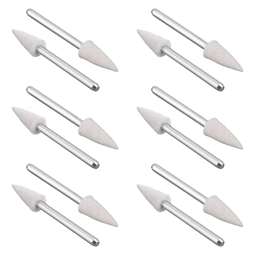 Utoolmart 6 mm Wollfilz-montierte Spitzen, dreieckiger Kegel, Polier-Bits, Schleifkopf mit 1/8-Zoll-Schaft, 24 Stück von Utoolmart