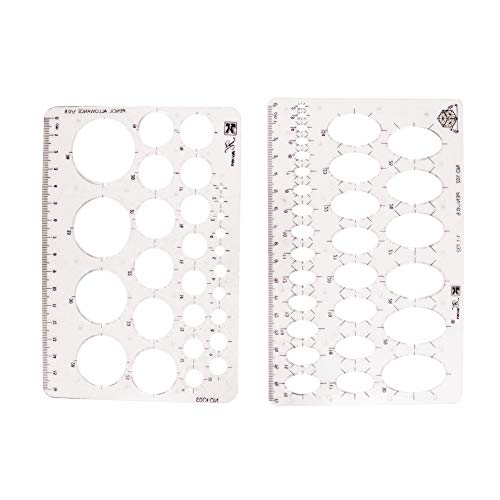 Utoolmart Geometrisches Zeichenschablonen-Set, Messlineal, ovale / runde Form, für Ingenieurbau, Bau, Bürobedarf, 2 Stück von Utoolmart