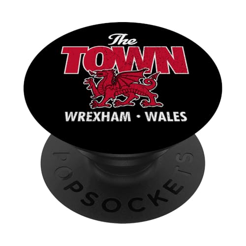The Town Wrexham Wales, walisischer Drache, Used-Look PopSockets Klebender PopGrip von Utopia Sport Wrexham Shop