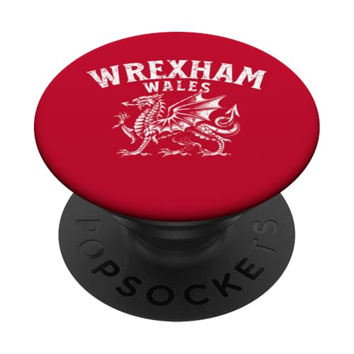 Wrexham Wales, gewölbter walisischer Drache, Used-Look PopSockets Klebender PopGrip von Utopia Sport Wrexham Shop