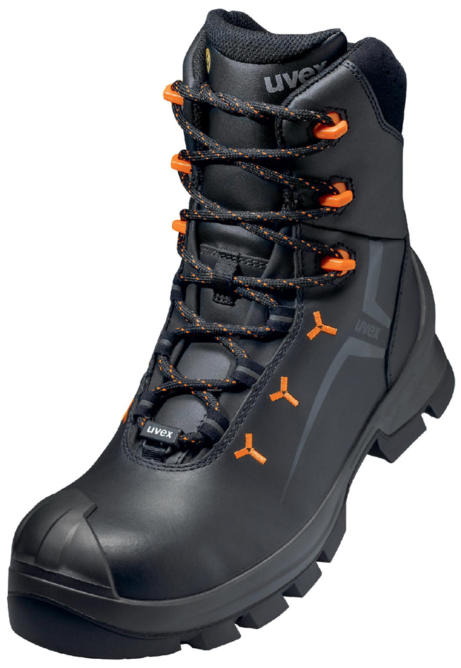 uvex 2 VIBRAM Winterschnürstiefel S3, schwarz/orange, Gr. 39 von Uvex
