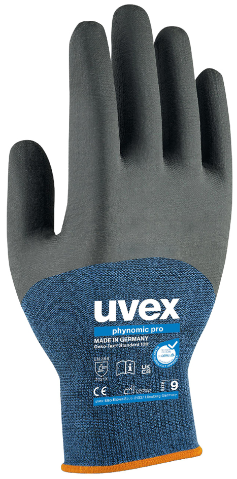 uvex Arbeitshandschuh phynomic pro, blau/anthrazit, Gr. 10 von Uvex