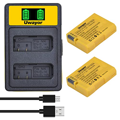 Uwayor EN-EL14 Kamera Akku 1500 mAh Ladegerät Set Ersatz Akku Kit USB Dual Slot für Nikon D5600 D5500 D5300 D5200 D5100 D3500 D3400 D3300 D3200 D3100 Coolpix P7800 P7700 P7200 P7100 P7000 Uwayor EN-EL14 Kamera Akku 1500 mAh Ladegerät Set Ersatz Akku Kit USB Dual Slot für Nikon D5600 D5500 D5300 D5200 D5100 D3500 D3400 D3300 D3200 D3100 Coolpix P7800 P7700 P7200 P7100 P7000 von Uwayor