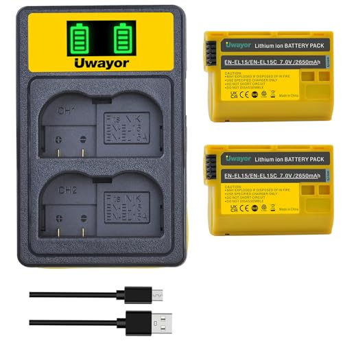 Uwayor EN-EL15C EN-EL15 EL15A EL15B Akku 2er Pack und Ladegerät für Nikon Z5, Z6 II, Z7 II, D7200, D500, D800, D7200, D7000, D750, D7500, D810, D7100,D600, D610 Kamera Uwayor EN-EL15C EN-EL15 EL15A EL15B Akku 2er Pack und Ladegerät für Nikon Z5, Z6 II, Z7 II, D7200, D500, D800, D7200, D7000, D750, D7500, D810, D7100,D600, D610 Kamera von Uwayor