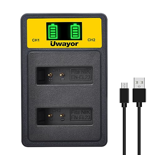 Uwayor EN-EL23 Akkuladegerät Kamera Kit USB AKKU Ladegerät für Nikon Coolpix B700, Coolpix P600, Coolpix P610, Coolpix P900, Coolpix S810c von Uwayor