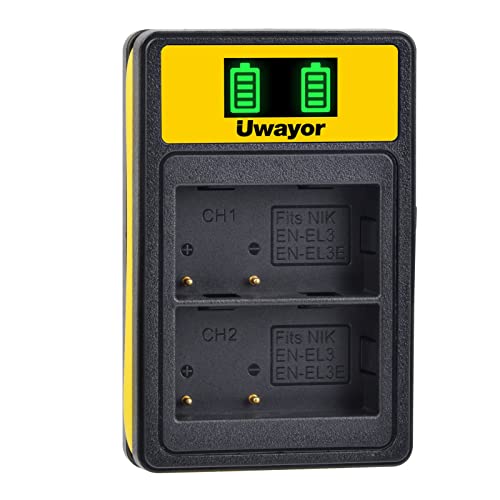 Uwayor EN-EL3e Ladegerät Kamera Akku Ladegerät Kit USB Dual Slot Akku Ladegerät für Nikon EN EL3e, EL3, EL3a, D700, D300s, D200, D90, D80, D70, D50, MH-18, MH-19, MB-D200, MB-D10 Uwayor EN-EL3e Ladegerät Kamera Akku Ladegerät Kit USB Dual Slot Akku Ladegerät für Nikon EN EL3e, EL3, EL3a, D700, D300s, D200, D90, D80, D70, D50, MH-18, MH-19, MB-D200, MB-D10 von Uwayor