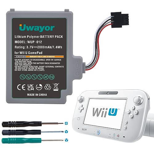 Uwayor Ersatzakku Akku Pack Ersatz für Wii U Gamepad Controller 3.7V 2000mAh WUP-012 Batterie von Uwayor