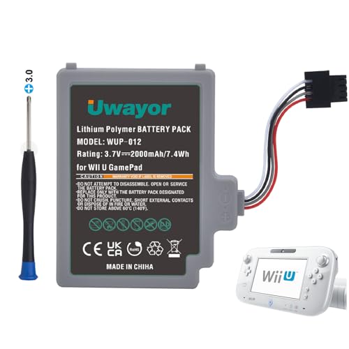 Uwayor Ersatzakku Akku Pack Ersatz für Wii U Gamepad Controller 3.7V 2000mAh WUP-012 Batterie von Uwayor