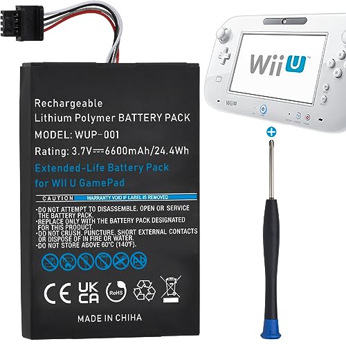 Uwayor Ersatzakku Akku WUP-001 für Wii U Gamepad, 6600mAh 3.7V hohe Kapazität Ersatzakku mit Schraubenzieher von Uwayor