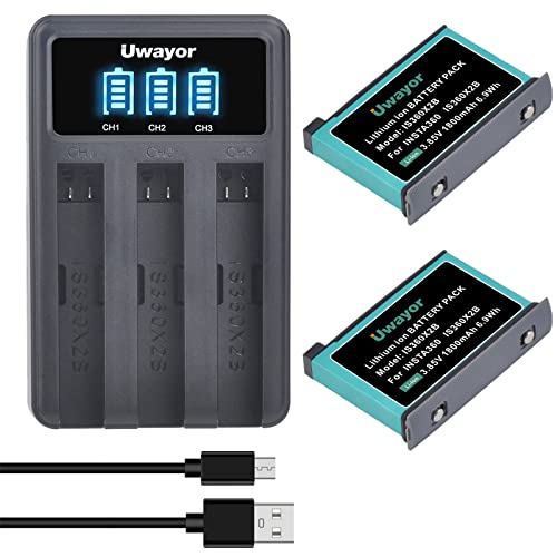 Uwayor Insta-360 ONE X2 Akku Ladegerät 2Pcs Batterie für Insta-360 ONE X2 und USB 3-Kanal-Ladestation kompatibel mit Insta-360 ONE X2 Uwayor Insta-360 ONE X2 Akku Ladegerät 2Pcs Batterie für Insta-360 ONE X2 und USB 3-Kanal-Ladestation kompatibel mit Insta-360 ONE X2 von Uwayor