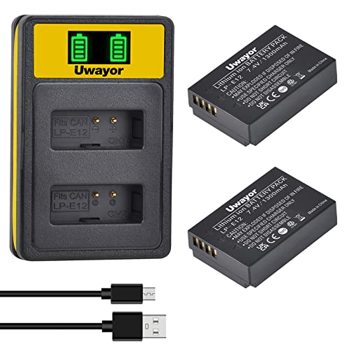 Uwayor LP-E12 Kamera Akku 1300mAh Ladegerät Set Ersatz Akku Kit USB Dual Slot Akku Ladegerät für Canon EOS M, EOS M2, EOS M10, EOS M50, EOS M100, M200, SX70 HS, Rebel SL1 Mirrorless Digital Camera Uwayor LP-E12 Kamera Akku 1300mAh Ladegerät Set Ersatz Akku Kit USB Dual Slot Akku Ladegerät für Canon EOS M, EOS M2, EOS M10, EOS M50, EOS M100, M200, SX70 HS, Rebel SL1 Mirrorless Digital Camera von Uwayor
