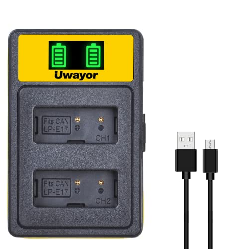 Uwayor LP-E17 Ladegerät USB Dual Slot Akku Ladegerät für Canon EOS RP, EOS R10, T8i, T7i, T6i, T6s, SL2, SL3, EOS M3, M5, M6, EOS 200D, 77D, 750D, 760D, 800D, 8000D, Digital SLR Camera Uwayor LP-E17 Ladegerät USB Dual Slot Akku Ladegerät für Canon EOS RP, EOS R10, T8i, T7i, T6i, T6s, SL2, SL3, EOS M3, M5, M6, EOS 200D, 77D, 750D, 760D, 800D, 8000D, Digital SLR Camera von Uwayor