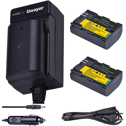 Uwayor LP-E6 Batterien Ladegerät für Canon LP-E6, LP-E6N and Canon EOS R,R5,R6,5D Mark II III IV, 5Ds, 5DS R, 6D, 7D, 7D Mark II, 60D, 70D, 80D,90D von Uwayor