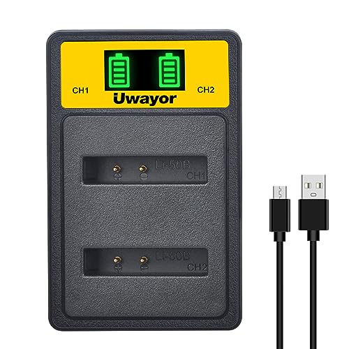 Uwayor Li-50B Akkuladegerät Kamera Kit USB AKKU Ladegerät für Olympus Stylus 1010 1020 1030 9000 9010 SP-720UZ iHS SP-800UZ Tough 8010 TG-610 von Uwayor
