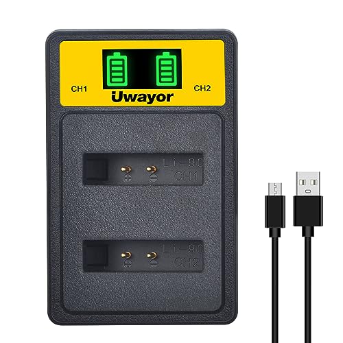 Uwayor Li-90B Akkuladegerät Kamera Kit USB AKKU Ladegerät für Olympus Tough TG-6 TG-5 SH-1 SH-2 SP-100 IHS, Tough TG-1 iHS TG-2 iHS von Uwayor