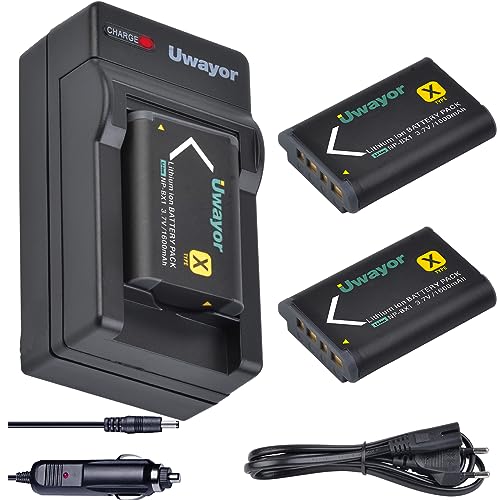 Uwayor NP-BX1 Kamera Akku Ladegerät Set Ersatz Akku Kit für Sony NP-BX1/M8, Cyber-Shot DSC-HX80, HX90V, HX95, HX99, HX350, RX1, RX1R II, RX100 (II/III/IV/V/VA/VI) HDR-AS50, AS300 von Uwayor