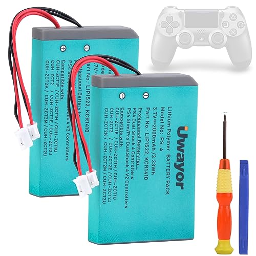 Uwayor PS4 Ersatz Akku PS4 Controller Akku 2X 2000mAh für Sony Playstation 4 und PS4pPro Controller mit Installationswerkzeug von Uwayor