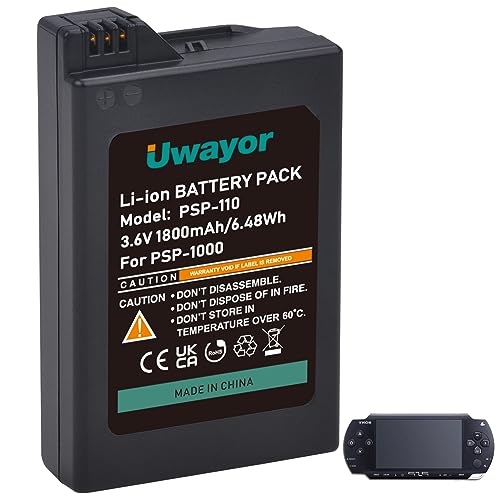 Uwayor PSP-110 Akku 1800mAh Ersatzakku Batterie kompatibel mit Sony PSP-1000 PSP-110 von Uwayor
