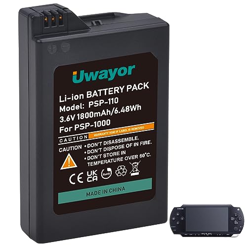 Uwayor PSP-110 Akku 1800mAh Ersatzakku Batterie kompatibel mit Sony PSP-1000 PSP-110 Sony PSP-1004 PSP-1003 PSP100 von Uwayor