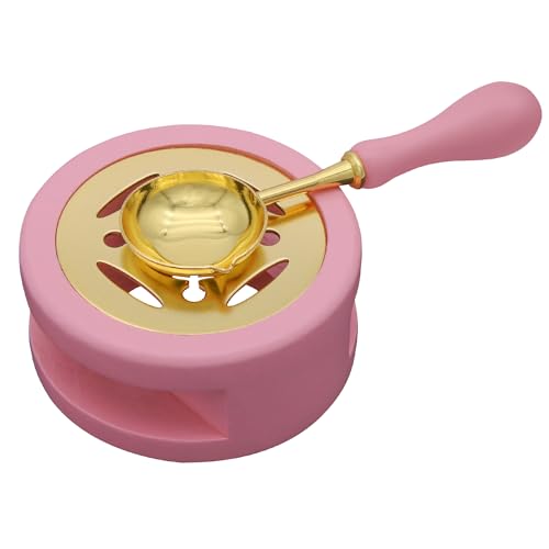 Uxney Wachssiegelwärmer, Siegelwachs set Wachssiegelset mit Wachssiegellöffel zum Schmelzen von Wachssiegelperlen oder Siegelwachsstiften(Rosa) von Uxney