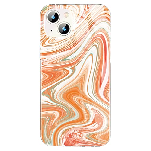 Uyiton [2022 Neu] Modisch Series für iPhone 13 Hülle 6,1", Transparent Kunstmuster [Dreistufige Struktur] TPU Ultra Dünn, Kratzfest Handyhülle iPhone 13 Case (Magisches Orange) von Uyiton