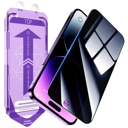 Uyiton Augenschutz für iPhone 15 Pro Max Sichtschutz Displayschutzfolie, [Einfache Passform] [Null Blasen] Bruchsicher Anti-Spionage Vollständige Abdeckung 9H Private Gehärtetes Glas Screen von Uyiton