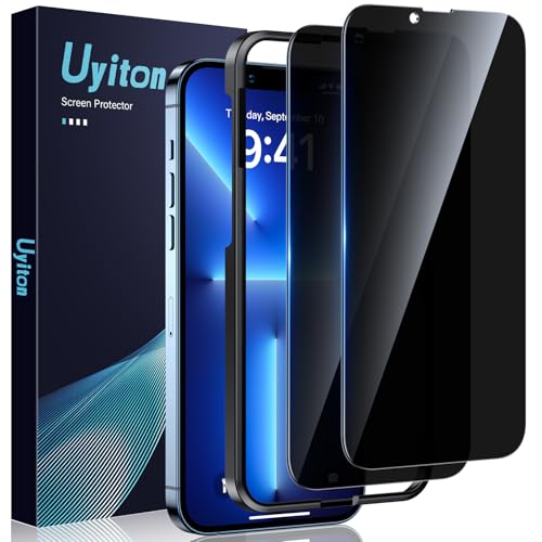 Uyiton für iPhone 14 Plus/13 Pro Max für Panzerglas Sichtschutz - 2 Stück 9H Härte Schutzglas Sichtschutz mit Schablone,30°Privacy Schutz,Vollständige Abdeckung Anti-Spy Panzer Schutz Glas von Uyiton