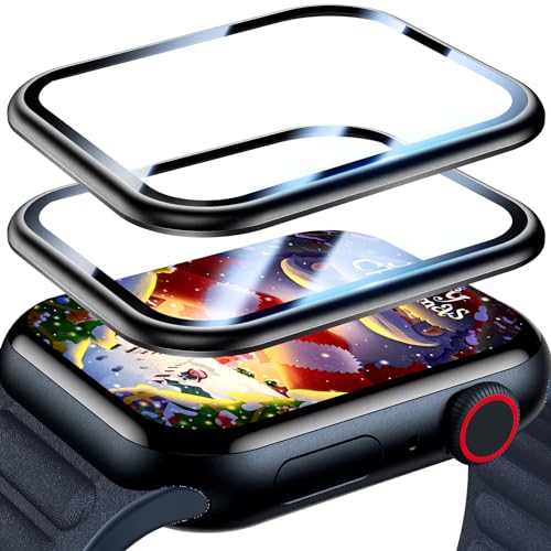 Uyiton für Apple Watch 44MM Series 6/5/4/SE/SE2 Schutzfolie, 2 Stück Aluminiumlegierung Displayschutz [Vollständige Abdeckung] 9H Härte Schutzglas HD-Klar Anti-Staub Folie für iWatch 44MM von Uyiton