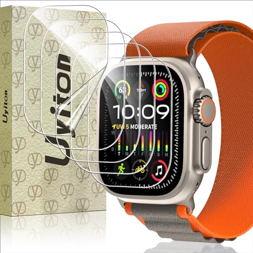 Uyiton für Apple Watch Ultra/Ultra 2 49MM Schutzfolie, 5 Stück Weich EPU Folie [Selbstheilung] HD-Klar Anti-Staub Displayschutz Folie für iWatch 49mm von Uyiton