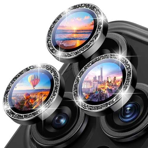 Uyiton für iPhone 15 Pro/iPhone 15 Pro Max Kameraschutz - Eigenständiges Design Anti-Kratzer, HD klare Fotos, Bling Linsenschutz Schutzglas Kamera Schutzfolie - Glitzer Schwarz Uyiton für iPhone 15 Pro/iPhone 15 Pro Max Kameraschutz - Eigenständiges Design Anti-Kratzer, HD klare Fotos, Bling Linsenschutz Schutzglas Kamera Schutzfolie - Glitzer Schwarz von Uyiton