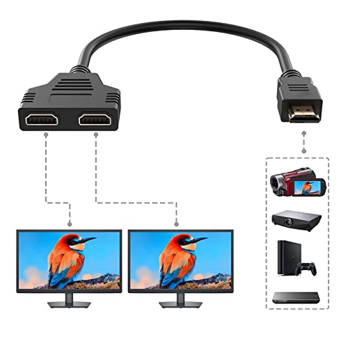 Uzanpie HDMI Splitter Adapter für 1080P HDTV, Dual HDMI Adapter, HDMI-Stecker auf 2 HDMI Splitter Buchsen Unterstützung für Xbox, Blueray, DVD-Player, PS3 von Uzanpie