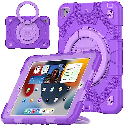 V-MOTA Flat Protect Spider-Man Cute Silicone Compatible with iPad 7th 8th 9th (2019/2020/2021) Generation 10.2 inch; Rotatable Kickstand Bracelet Protective Cover (Purple) von V-MOTA