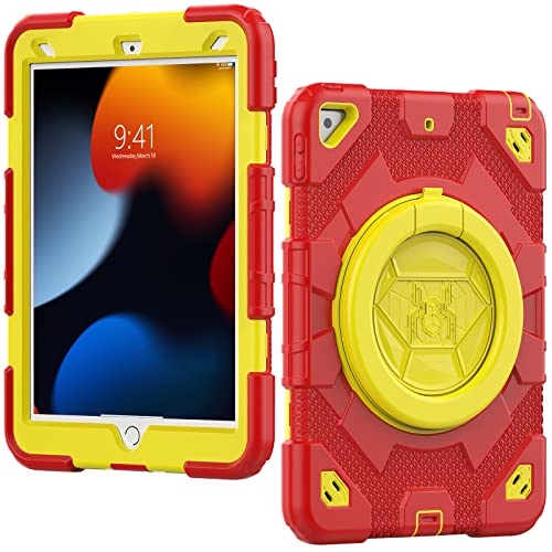 V-MOTA Flat Protect Spider-Man Cute Silicone Compatible with iPad Pro (2017) and iPad Air 3 (3rd Gen) 10.5 inch; Rotatable Kickstand Bracelet Protective Cover (Red Yellow) von V-MOTA