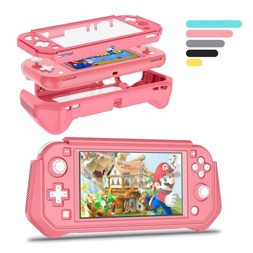 V-MOTA Protective Case for Nintendo Switch Lite, Full Protection Switch Lite Cover, TPU Shock-Absorption and Anti-Scratch,Bult-in Screen Protector (Pink) von V-MOTA