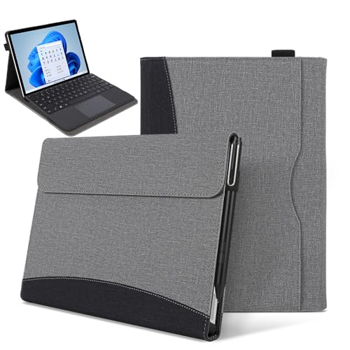 V-MOTA Schutzhülle kompatibel mit Microsoft Surface Series Tablet (wählen Sie Modell und Farbe nach Option), ultradünne Business-Schutzhülle (schwarz + grau, Surface Pro 8/Pro 9) von V-MOTA