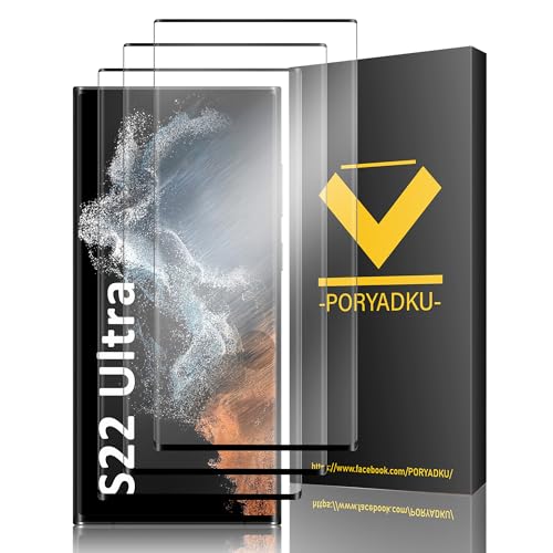 3 Stück Für Samsung Galaxy S22 Ultra Panzer Schutz Glas Folie, 9H Härte, Fingerabdruck kompatibel, HD Clear Displayschutz Schutzfolie Glas für Samsung S22 Ultra 5G von V-PORYADKU