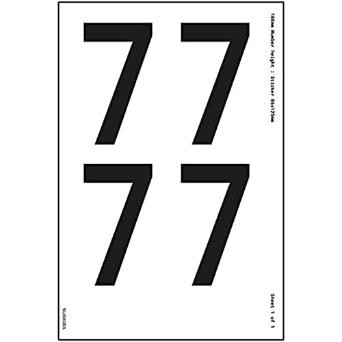 1 Zahlenbogen – 7 – 23 mm Zahlenhöhe – 300 x 200 mm – selbstklebendes Vinyl von V Safety