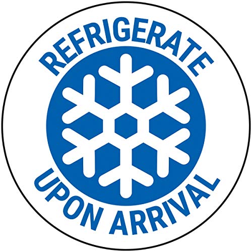 Aufkleber VSafety Refrigerate Upon Arrival schwarz – 50 mm Durchmesser (Rolle mit 250 Stück) von VSafety