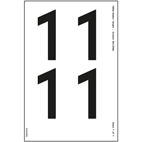 Ein Zahlenblatt – 1 – 76 mm Zahlenhöhe – 300 x 200 mm – selbstklebendes Vinyl von V Safety