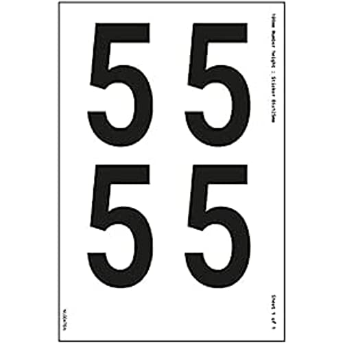 Ein Zahlenblatt – 5 – 13 mm Zahlenhöhe – 300 x 200 mm – selbstklebendes Vinyl von V Safety