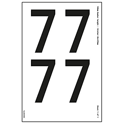 Ein Zahlenblatt – 7 – 13 mm Zahlenhöhe – 300 x 200 mm – selbstklebendes Vinyl von V Safety