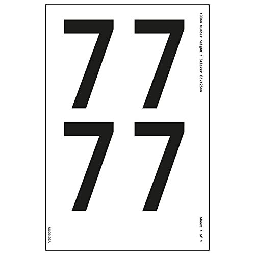 Ein Zahlenblatt – 7 – 18 mm Zahlenhöhe – 300 x 200 mm – selbstklebendes Vinyl von V Safety
