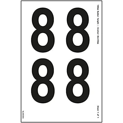 Ein Zahlenblatt – 8 – 23 mm Zahlenhöhe – 300 x 200 mm – selbstklebendes Vinyl von V Safety
