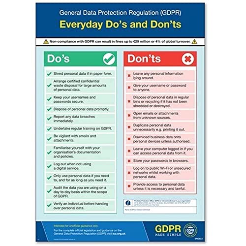 GDPR Made Simple: Do's & Don'ts Poster, A2 (in englischer Sprache) von V Safety