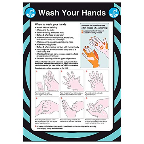 Poster VSafety First Aid – Wash Your Hands A2 – 420 x 594 mm – Standard von VSafety