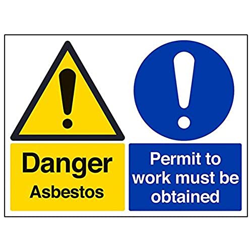 Schild "VSafety Danger Asbestos/Permit To Work Obtained", 3 Stück, 400mm x 300mm, 3 von V Safety