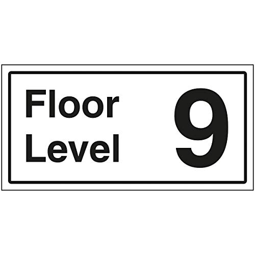 Schild"VSafety Floor Level 9", 600 x 300 mm, 3 mm gebürstetes Aluminium von V Safety