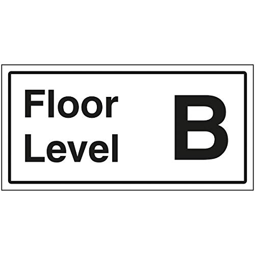 Schild"VSafety Floor Level B", 600 x 300 mm, 3 mm, gebürstetes Aluminium von V Safety