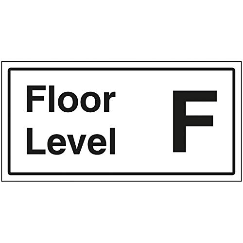Schild"VSafety Floor Level F", 600 x 300 mm, 3 mm gebürstetes Aluminium von V Safety